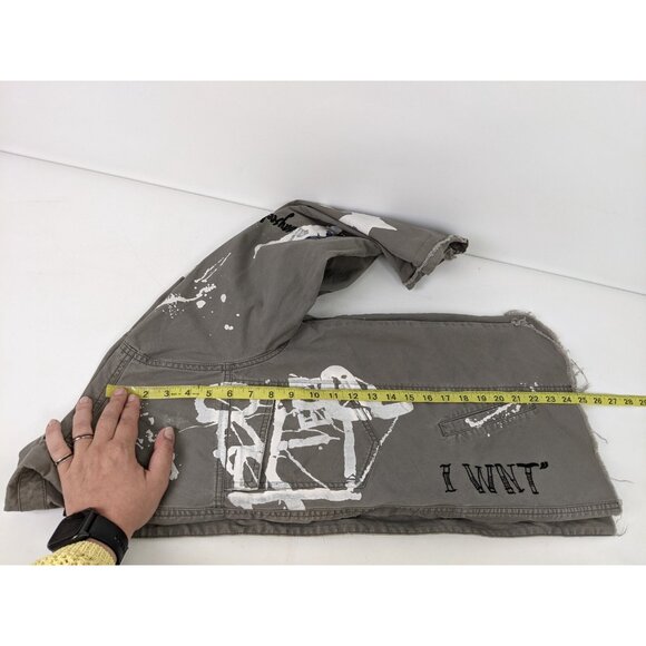 Zara Basic Outerwear Button Down Painted Patches Graffiti Jacket Size Small - Picture 10 of 10